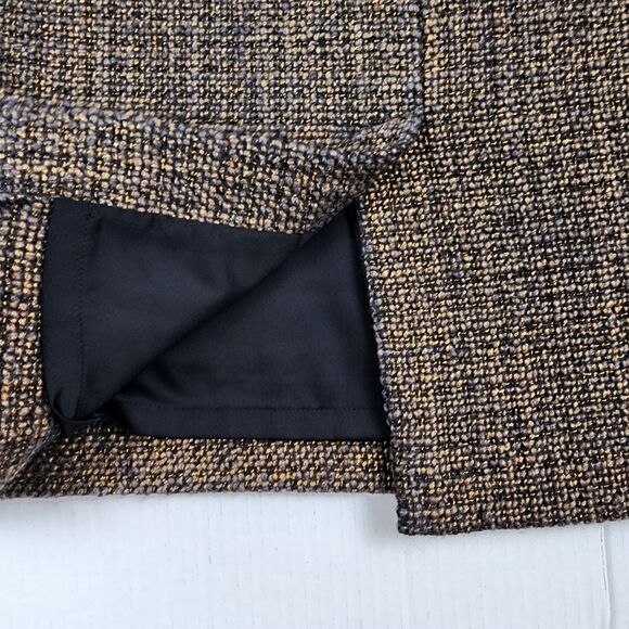 Talbots Pencil Skirt Metallic Wool Blend Gold Black Woven Tweed Size 8 - Picture 7 of 13